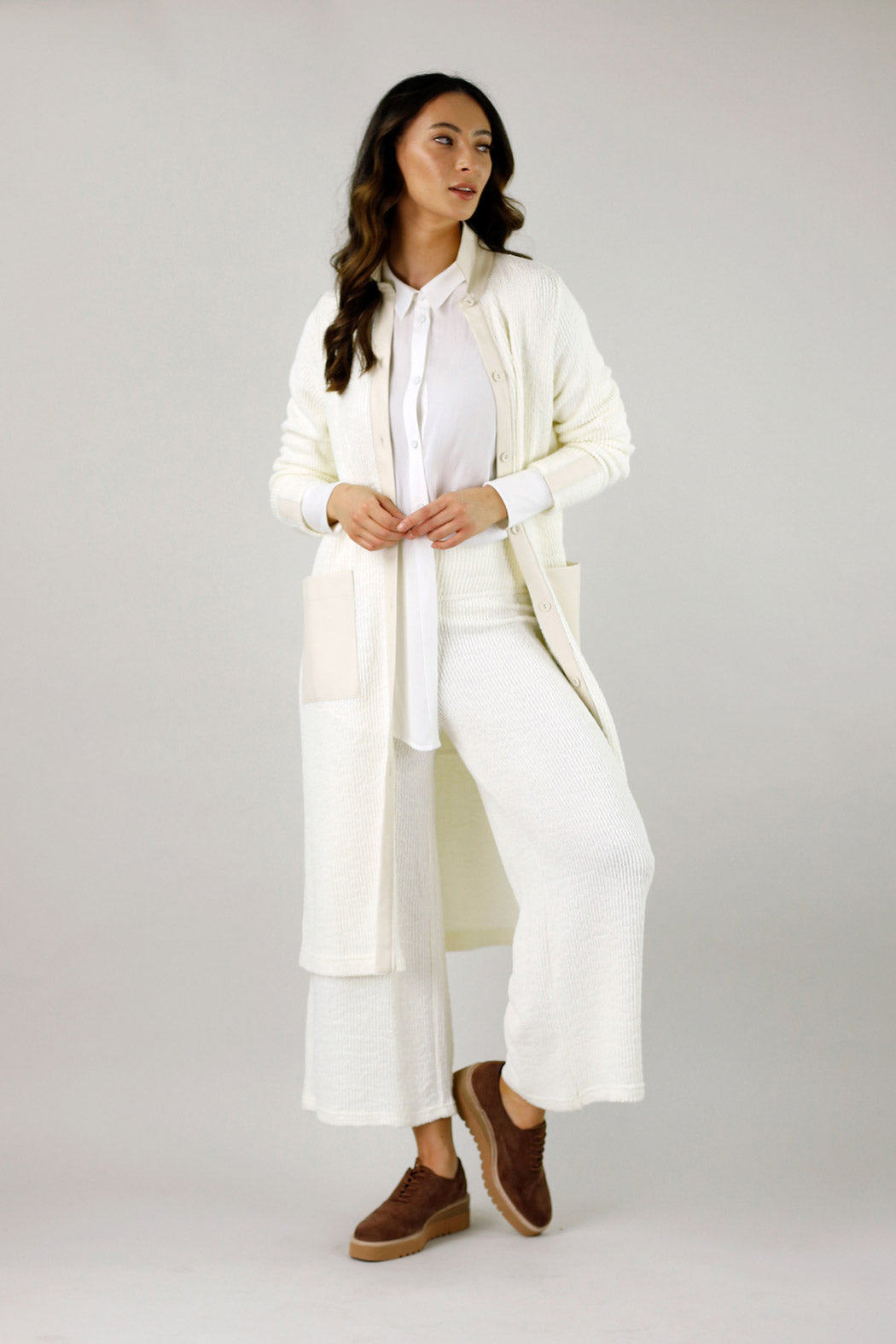 White Mod Rib Coatigan