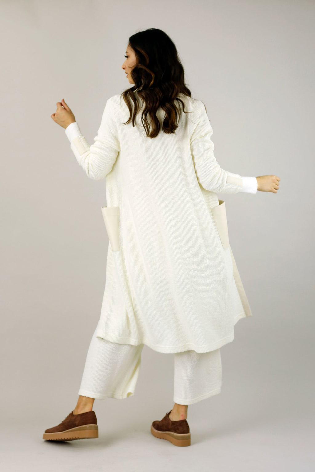 White Mod Rib Coatigan