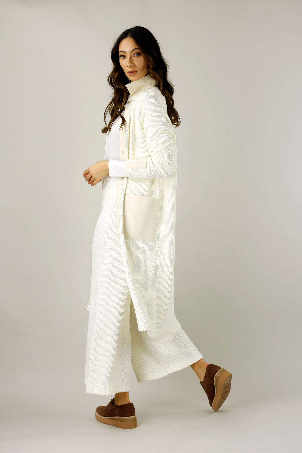 White Mod Rib Coatigan