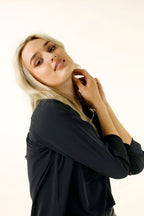 Black Soft Touch Drape Blouse - SALE