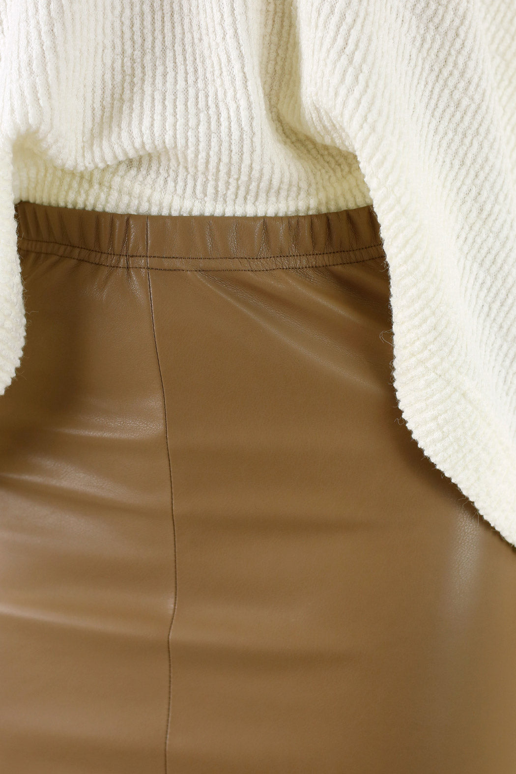 Mocha Vegan Leather Flounce Skirt - FINAL SALE