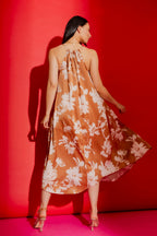 Beige Floral Drawstring Bella Dress Beige Floral