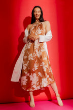 Beige Floral Drawstring Bella Dress Beige Floral