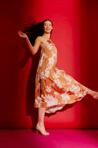 Beige Floral Drawstring Bella Dress Beige Floral