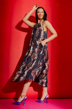 Navy Floral Drawstring Bella Dress Navy Floral