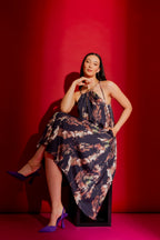 Navy Floral Drawstring Bella Dress Navy Floral