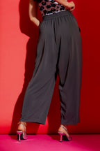 Charcoal Pull On Pleat Pant