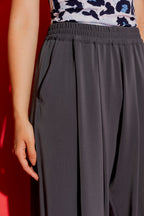 Charcoal Pull On Pleat Pant