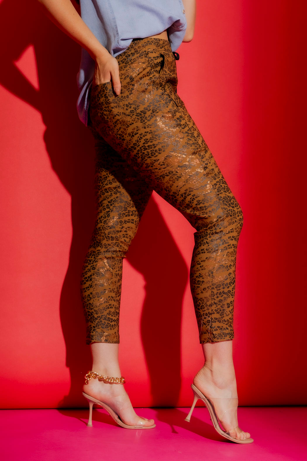 Tan Animal Drawstring Cargo Pant Tan Animal