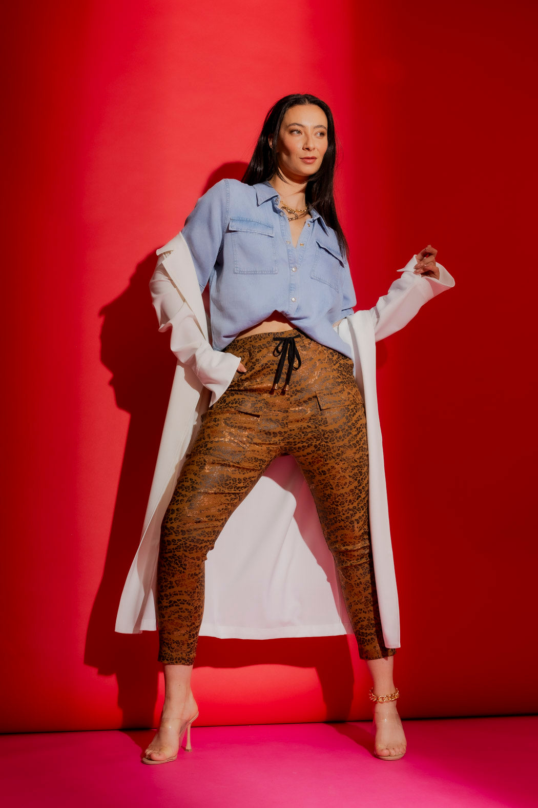 Tan Animal Drawstring Cargo Pant Tan Animal