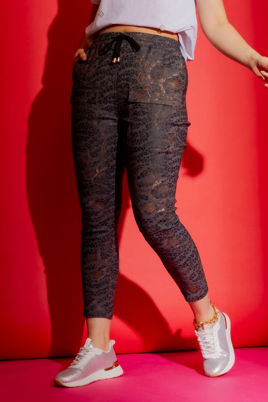 Grey Animal Drawstring Cargo Pant Grey Animal