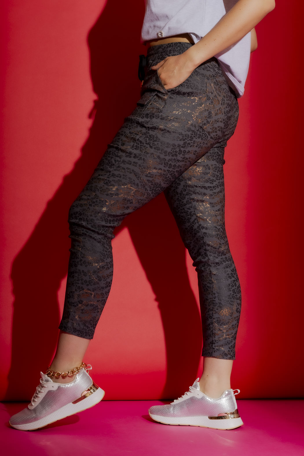 Grey Animal Drawstring Cargo Pant Grey Animal