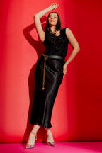 Black Gloss Bias Skirt