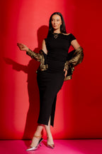 Black One Shoulder Drape Dress