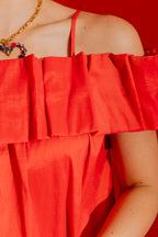 Red Off Shoulder Ruffle Top Tangello