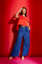 Red Off Shoulder Ruffle Top Tangello