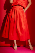Red Pleat Skirt