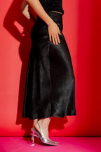 Black Gloss Bias Skirt