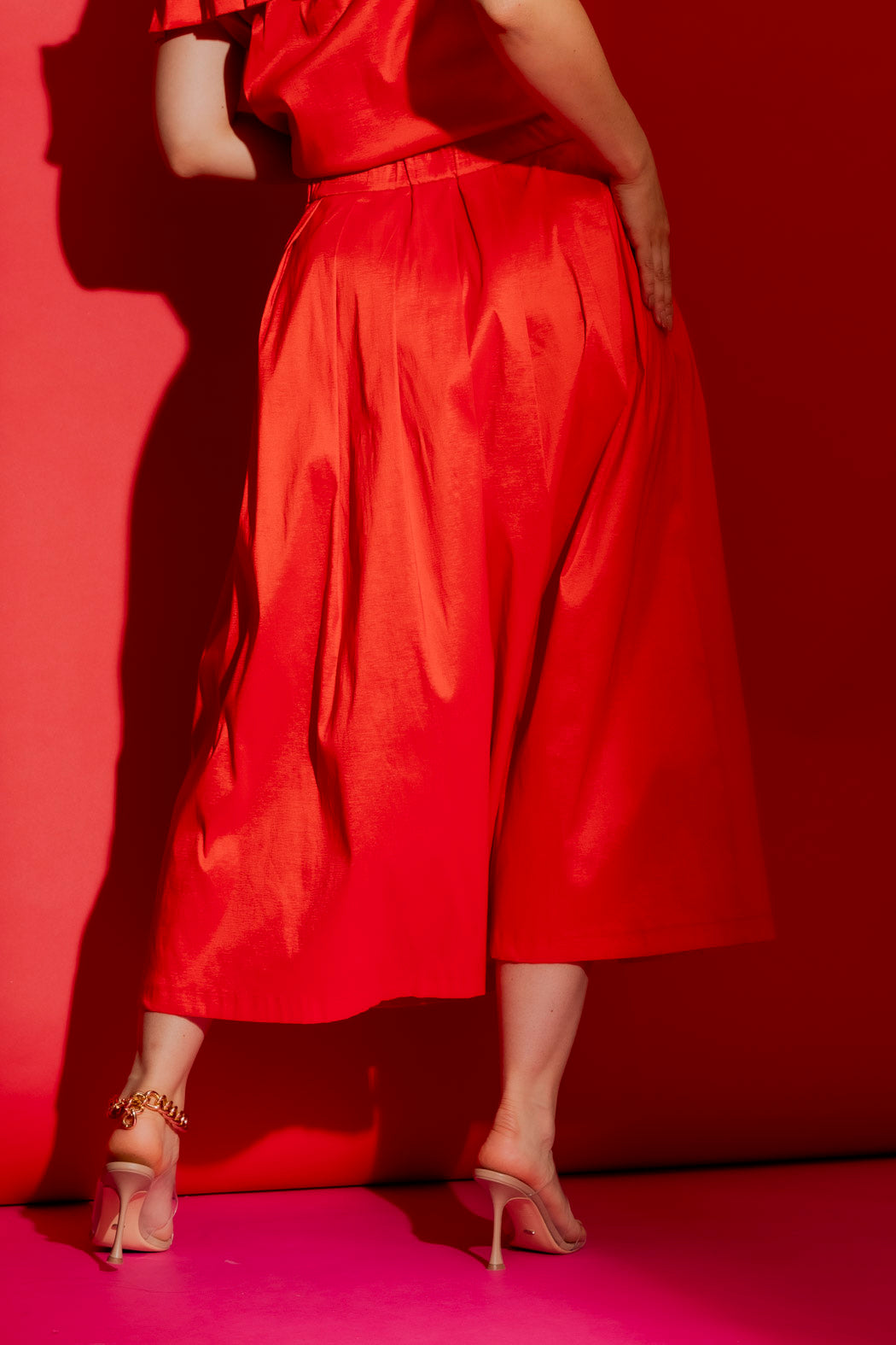 Red Pleat Skirt