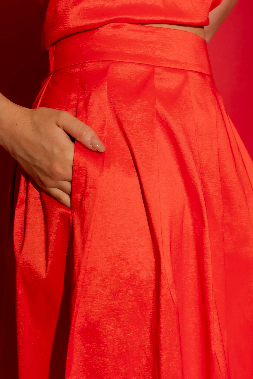 Red Pleat Skirt