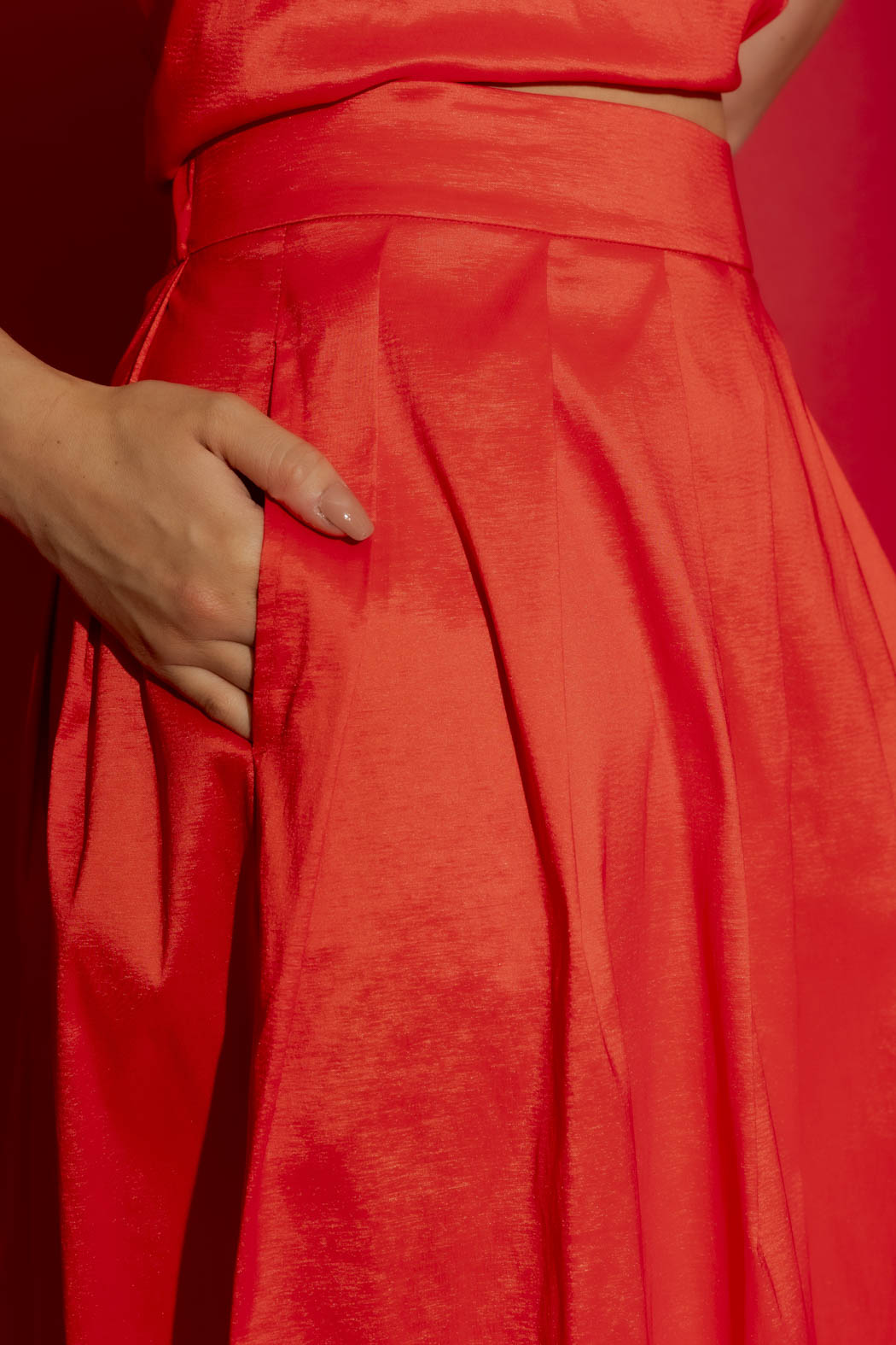 Red Pleat Skirt