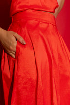 Red Off Shoulder Ruffle Top Tangello