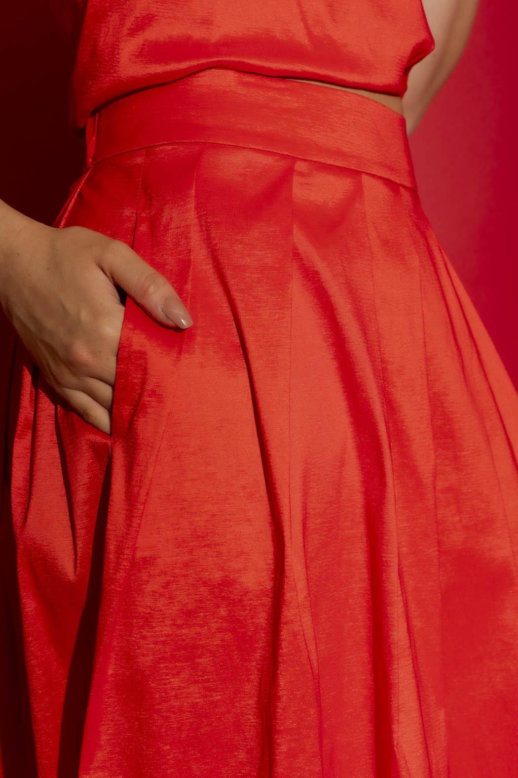 Red Off Shoulder Ruffle Top Tangello