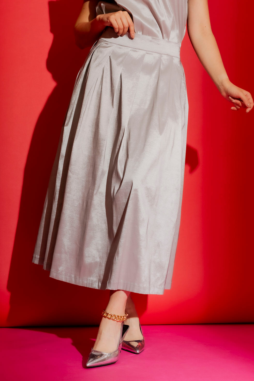 Silver Pleat Skirt