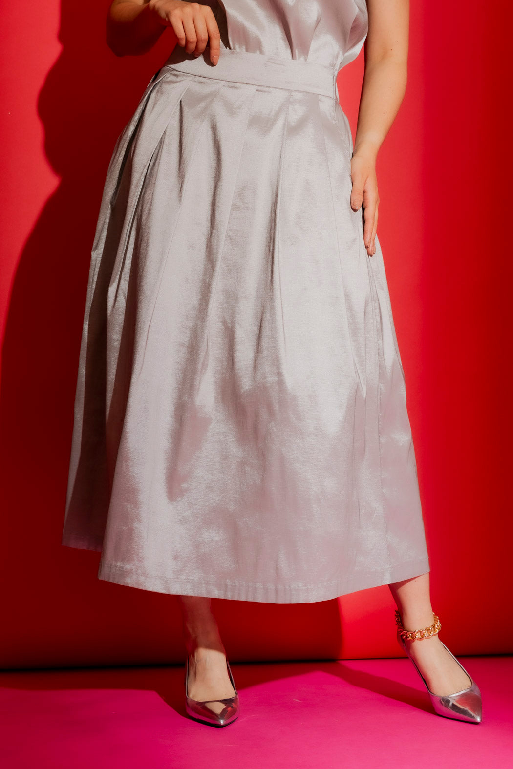 Silver Pleat Skirt
