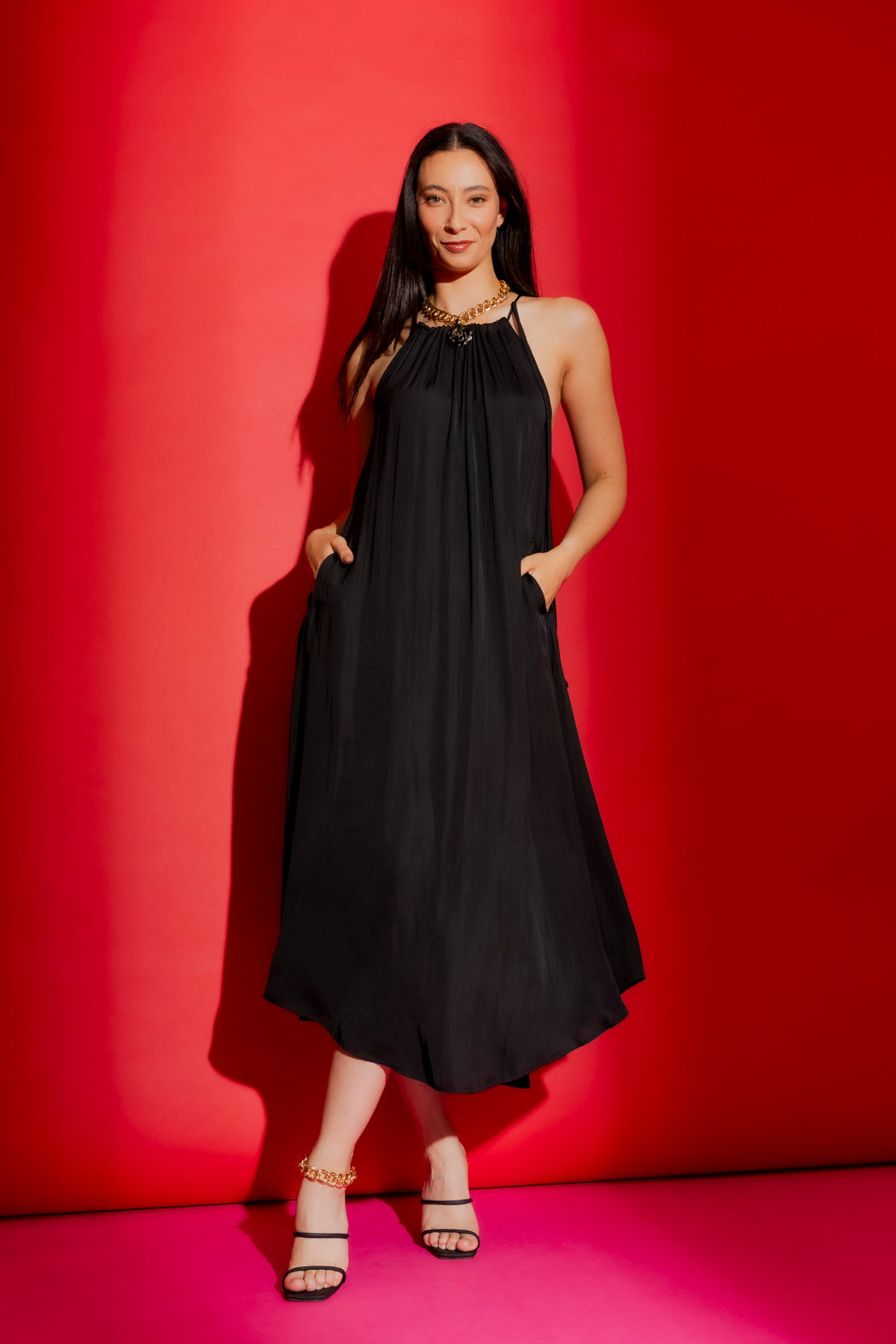 Black Drawstring Bella Dress