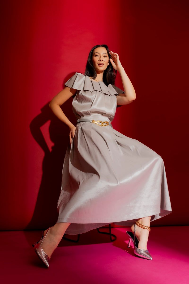 Silver Pleat Skirt