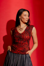 Red Animal Mesh Lust Cami Red Animal
