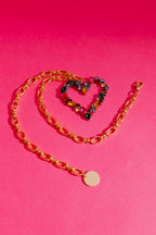 Gold Rhinestone Heart Necklace Gold O/S