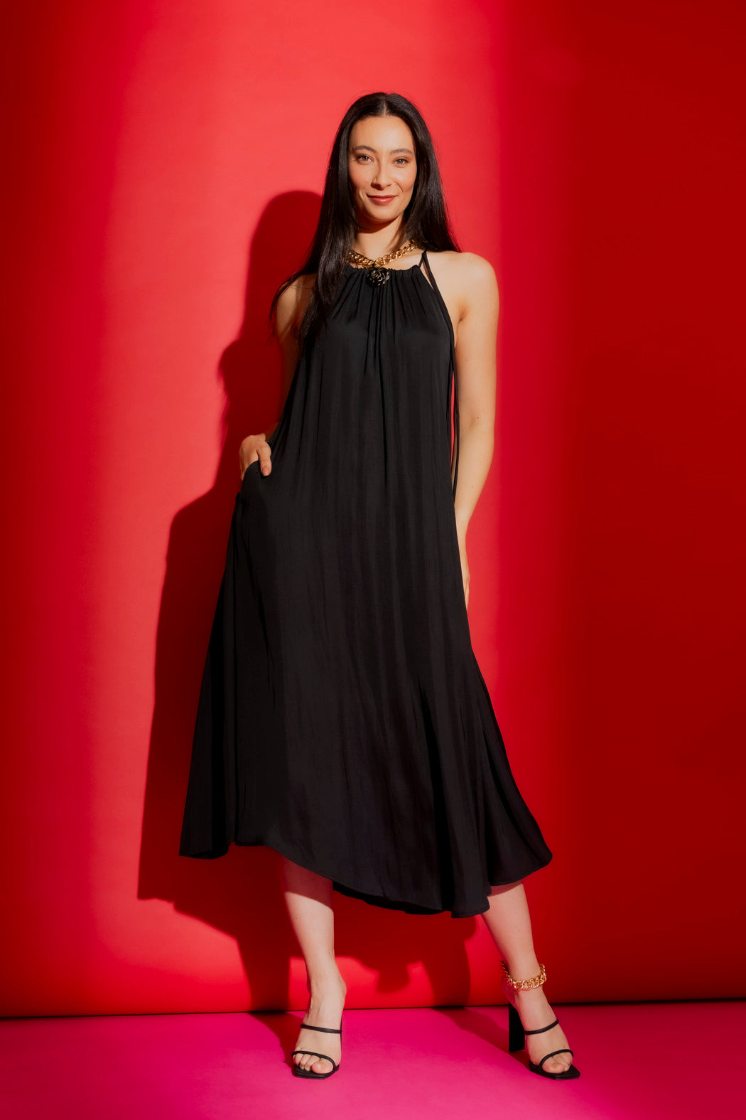 Black Drawstring Bella Dress