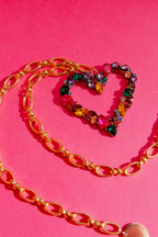 Gold Rhinestone Heart Necklace Gold O/S