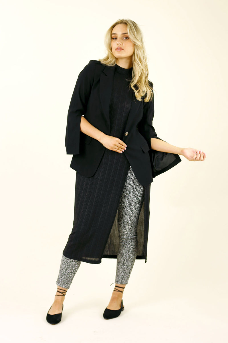 Flax Military Blazer - Black - SALE