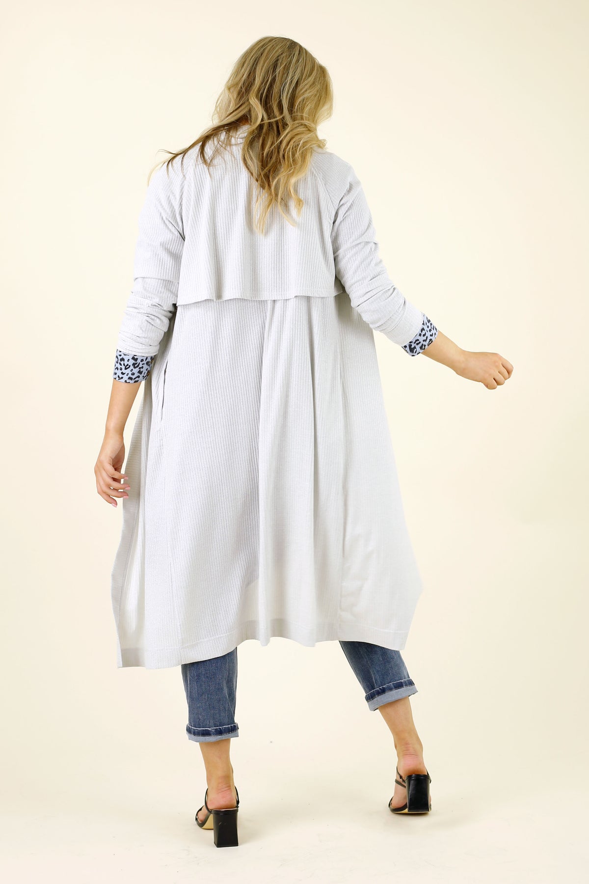 Silver Lurex Trench Cardi - SALE