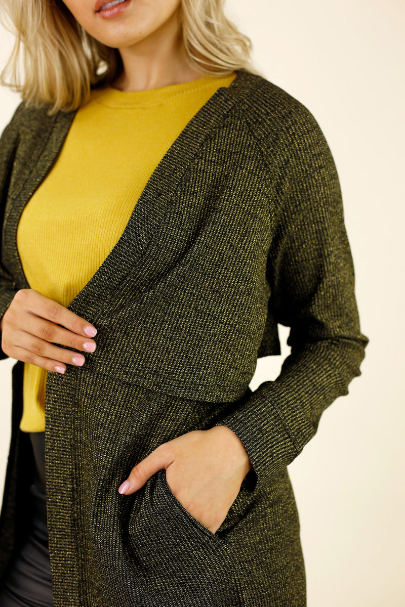 Gold Lurex Rib Trench Cardi - SALE