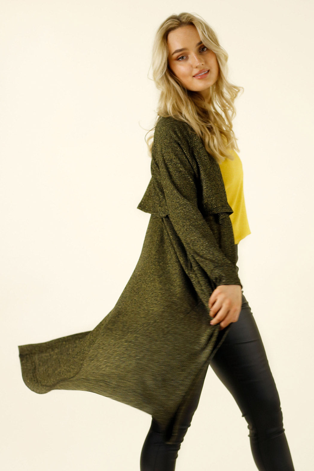 Gold Lurex Rib Trench Cardi - SALE