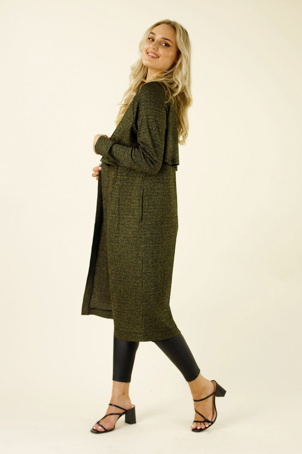 Gold Lurex Rib Trench Cardi - SALE