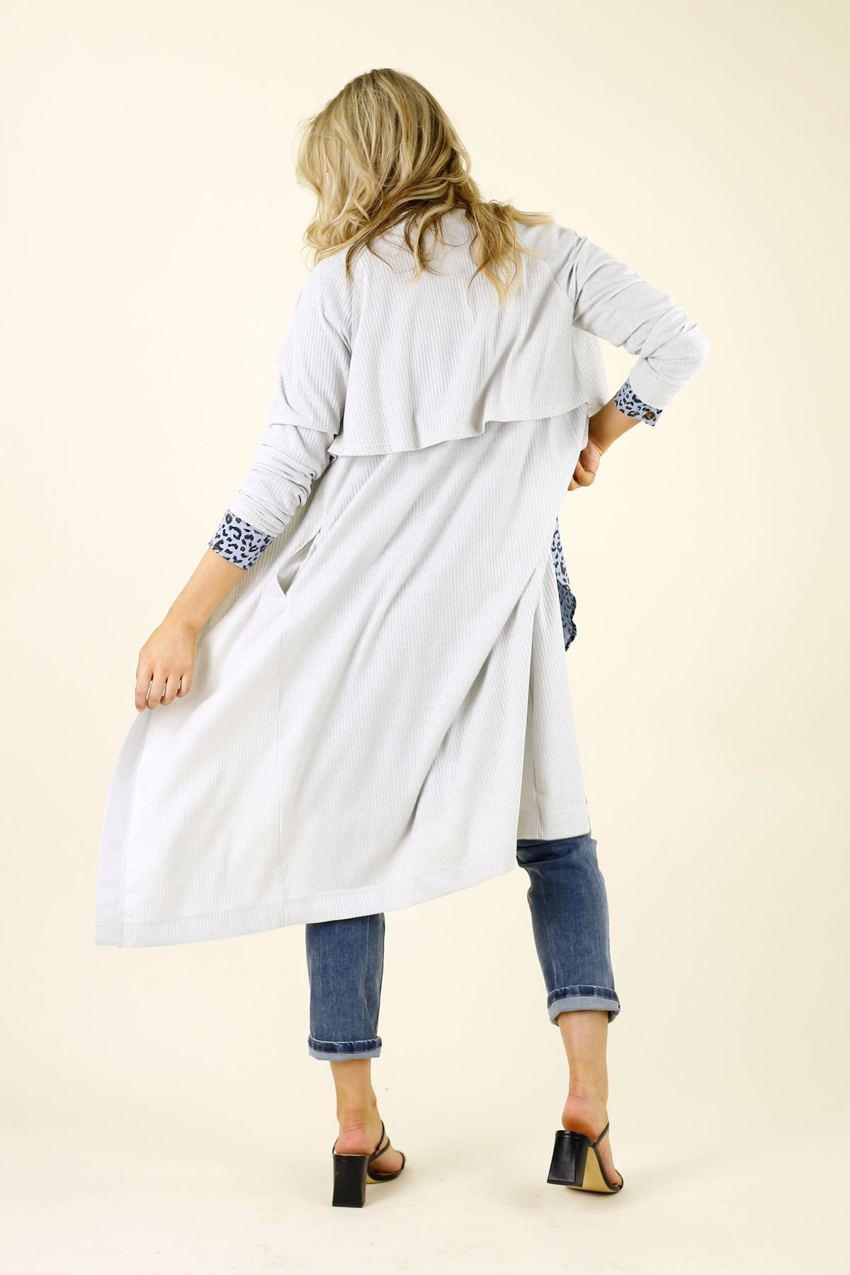 Silver Lurex Trench Cardi - SALE