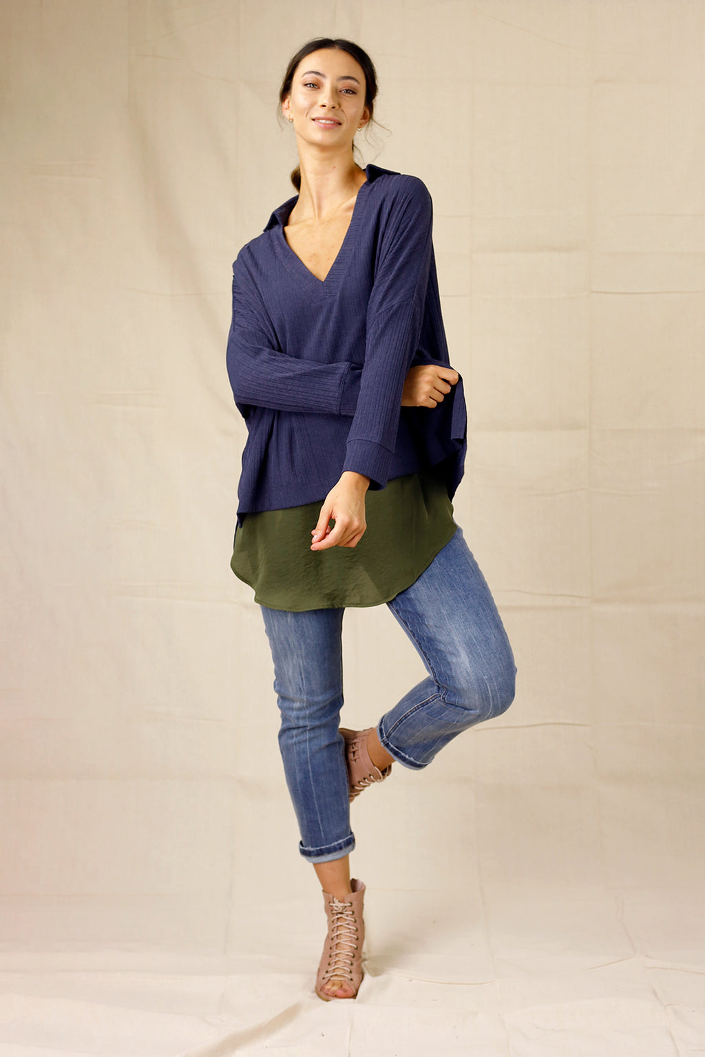 Slate Shan Rib Pullover - SALE