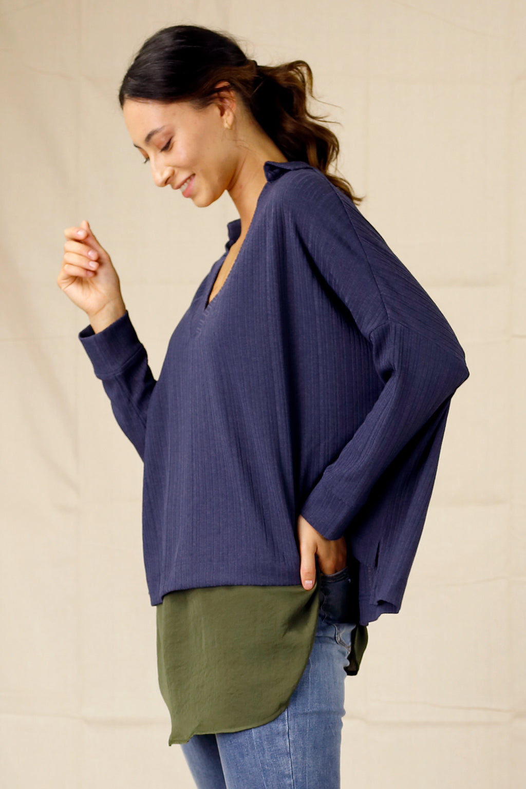 Slate Shan Rib Pullover - SALE