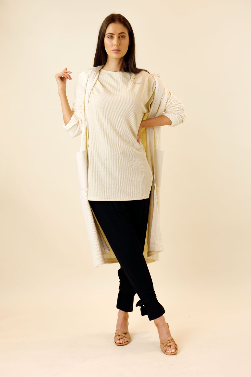 Pale Gold Lurex Rib Twinkle Vest -FINAL SALE