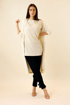 Pale Gold Lurex Rib Twinkle Vest -FINAL SALE