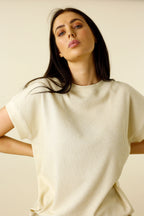 Pale Gold Lurex Rib Twinkle Vest -FINAL SALE