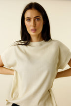 Pale Gold Lurex Rib Twinkle Vest -FINAL SALE
