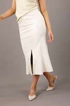 Ivory Vegan Leather Flounce Skirt - SALE