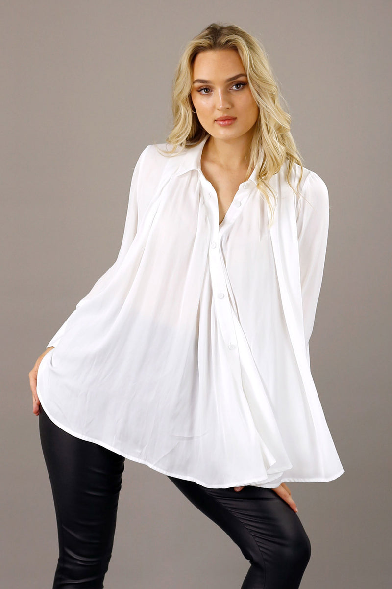 White Seta Drape Shirt - SALE