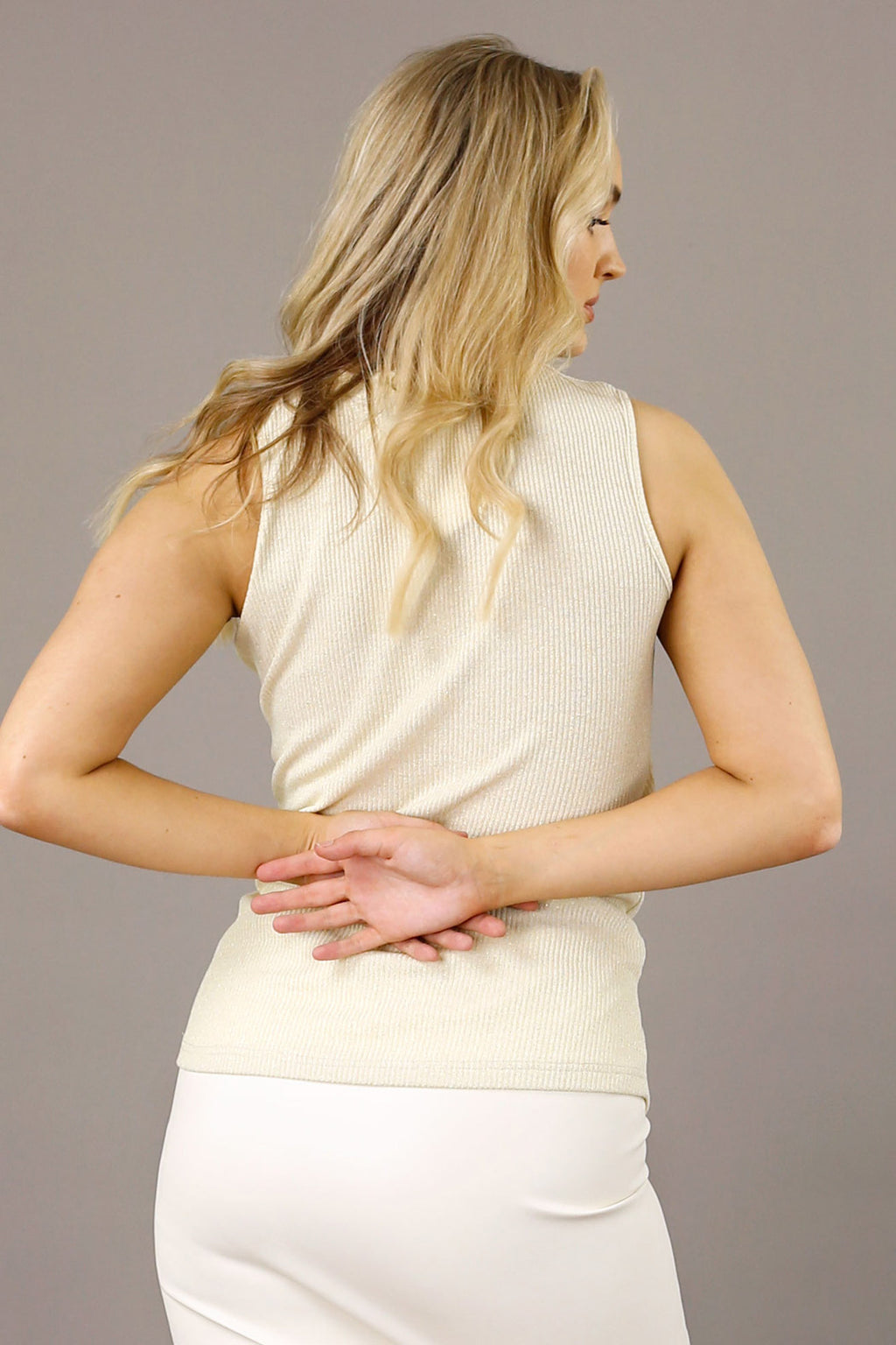 Pale Gold Lurex Rib Cami - FINAL SALE